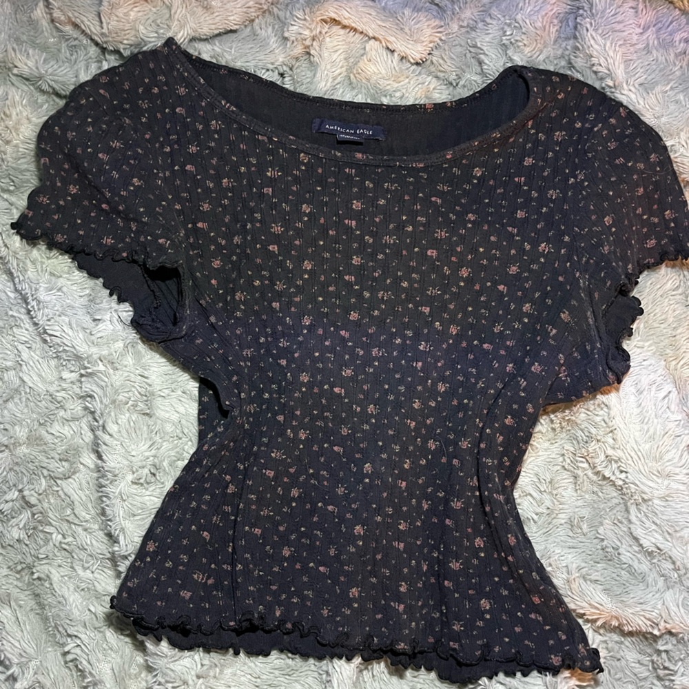 American Eagle Outfitters Black Floral Top